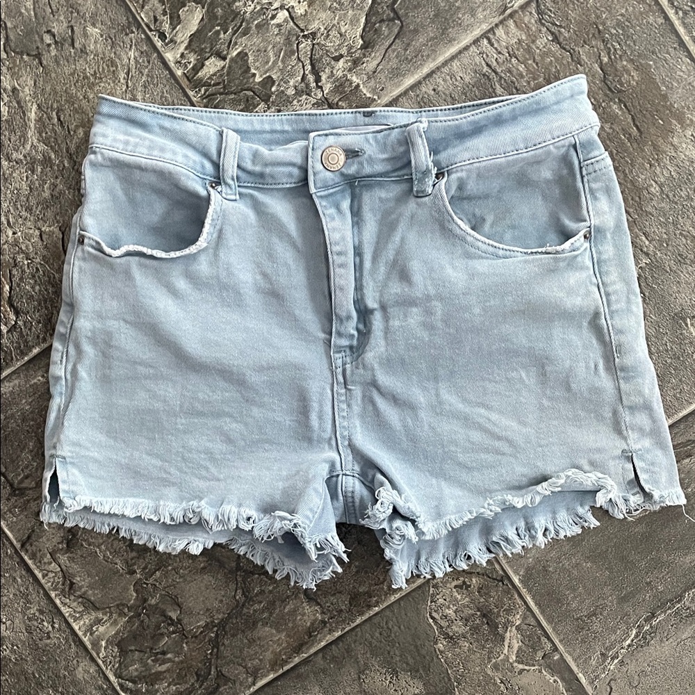 ZENANA Women’s Distressed Light Blue Jean Shorts Sunshine Holiday Indie Grunge